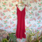 90's Red V-Neck Beaded Dress