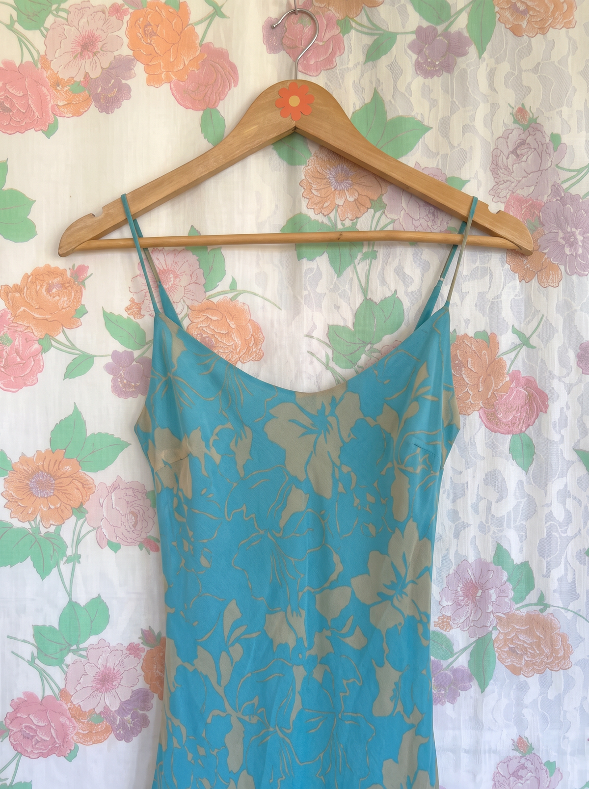 90’s Turquoise Printed Dress