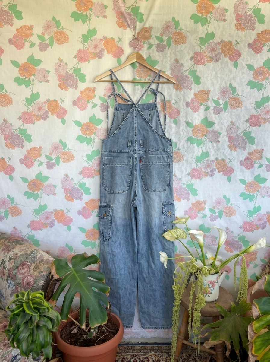 90's Cargo Denim Overalls