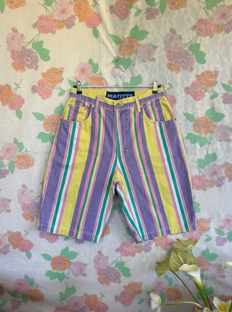 90's Striped Cotton Bermuda
