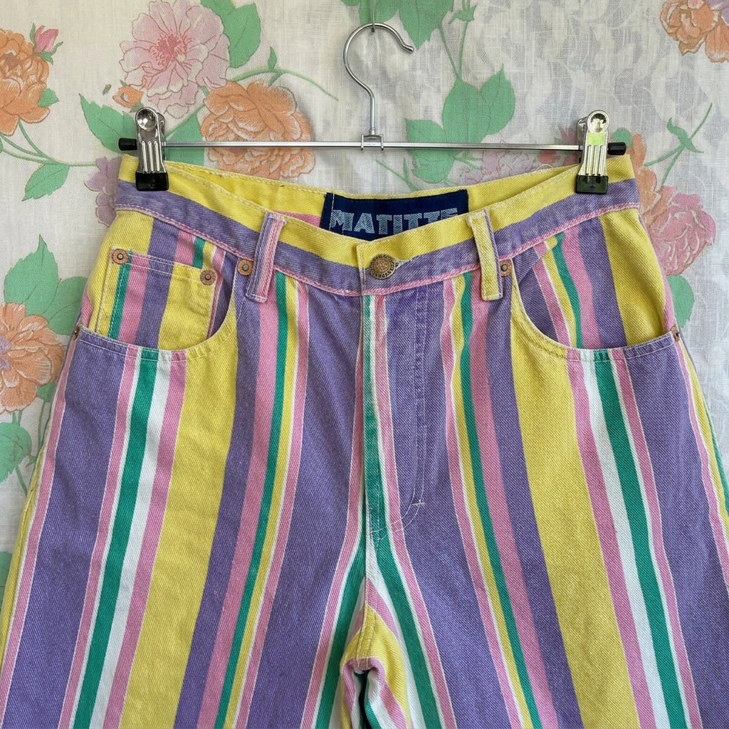 90's Striped Cotton Bermuda