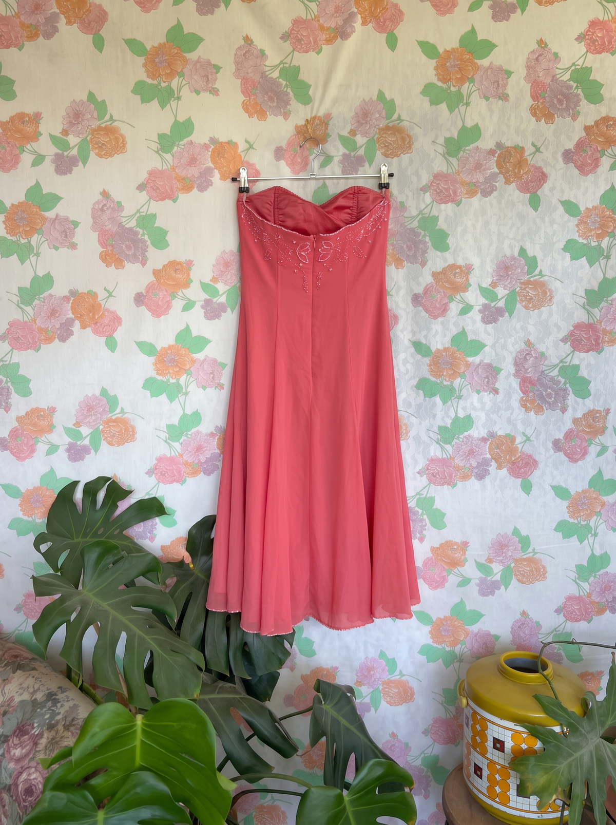 2000’s Coral Strapless Evening Dress