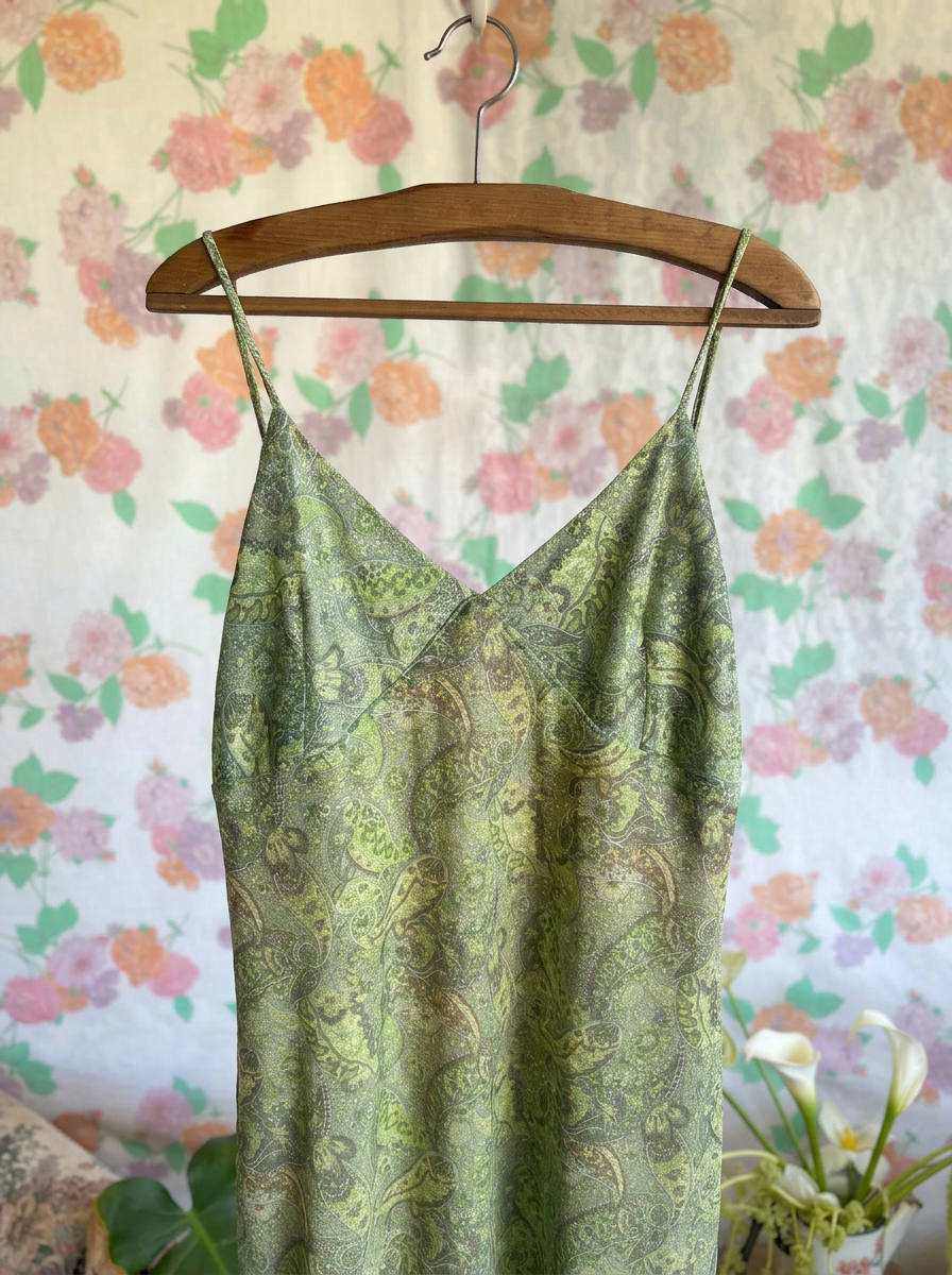 90's Green Paisley Dress