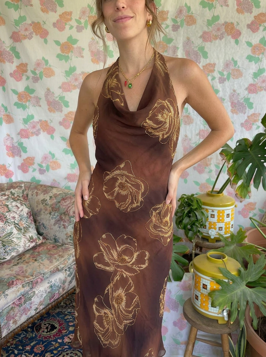 Iconic Beaded Halter Dress