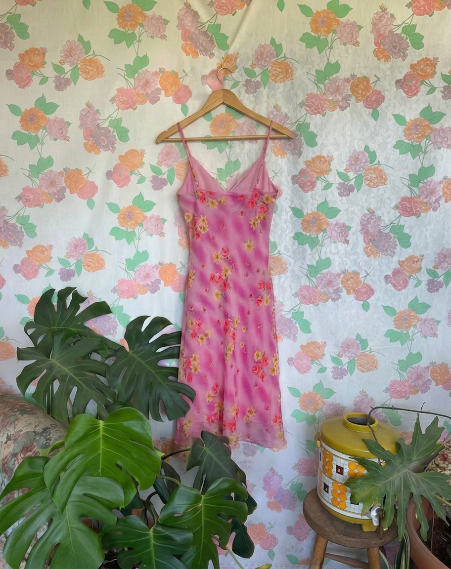 90's Pink Floral Slip Dress
