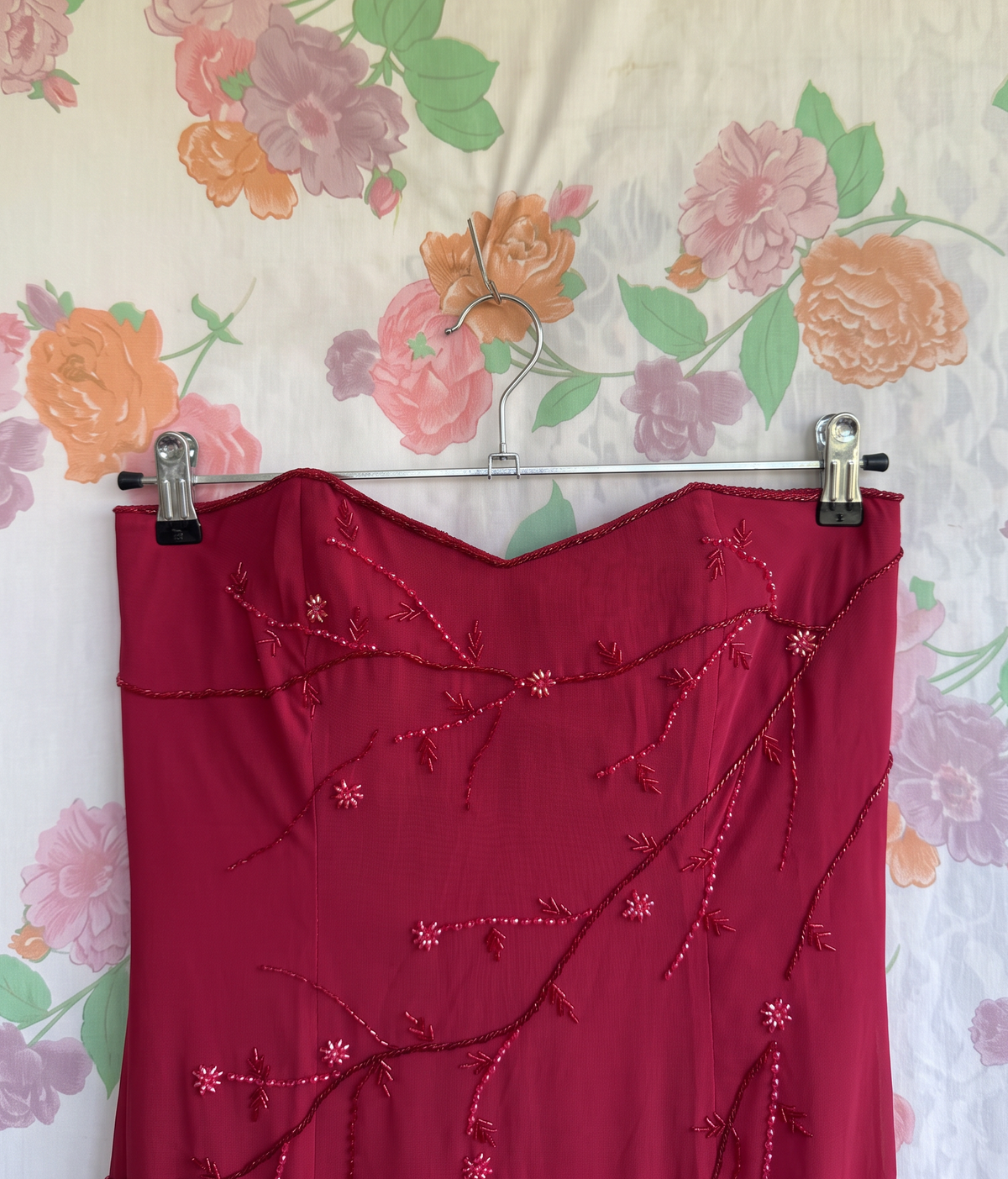 2000’s Cherry Red Strapless Evening Dress