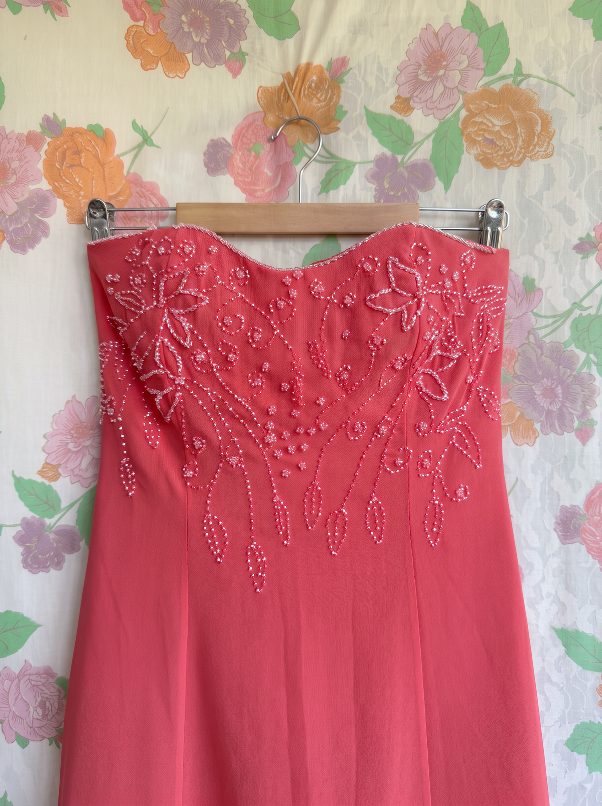 2000’s Coral Strapless Evening Dress