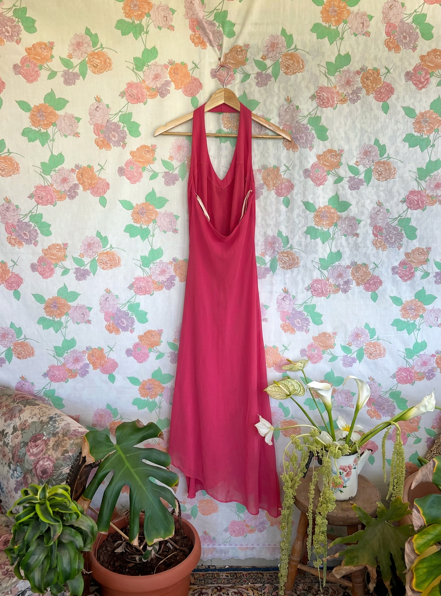2000's Pink Embellished Halter Dress