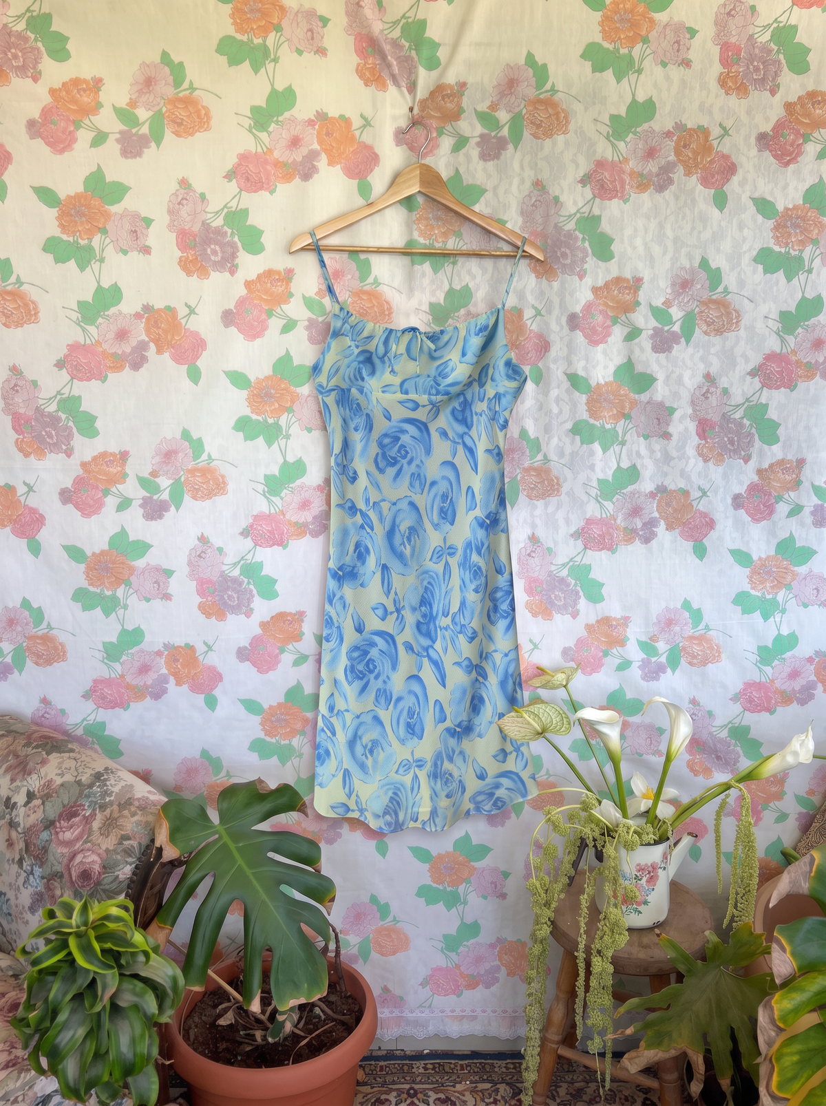 90's Blue Floral Dress