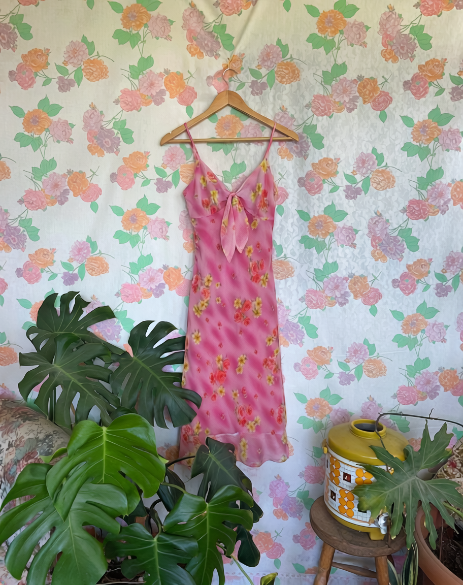 90's Pink Floral Slip Dress