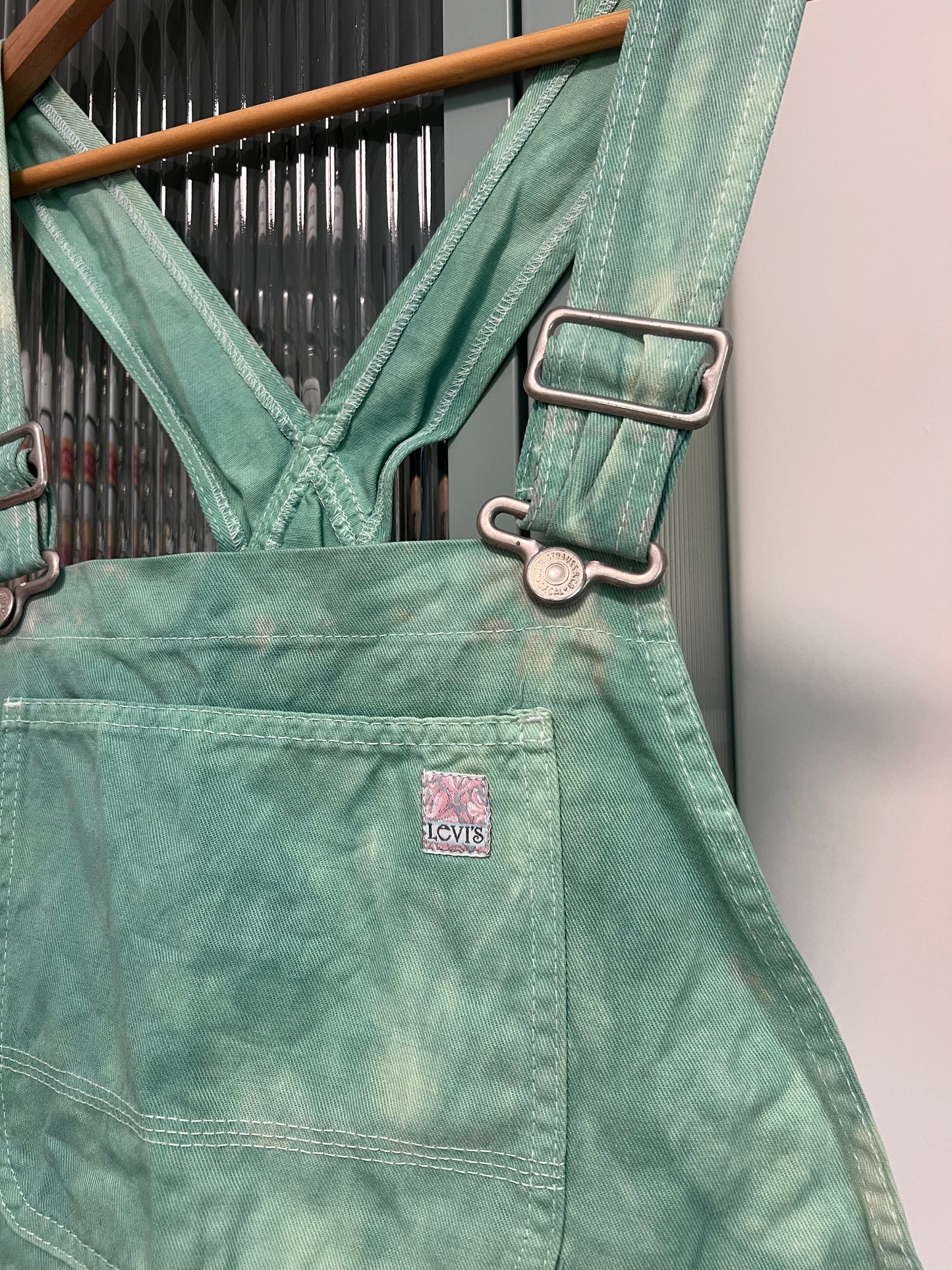90's Levi's Green Short Overalls