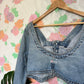 90's Long Sleeve Cropped Denim Shirt