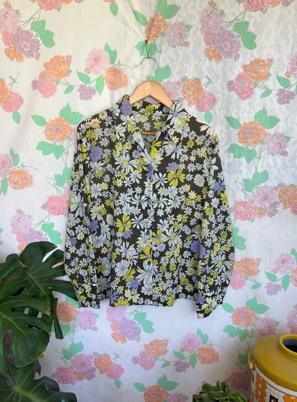 90's Long Sleeve Flower Shirt