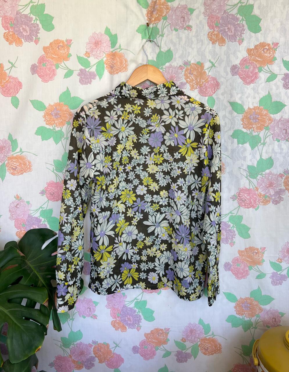 90's Long Sleeve Flower Shirt