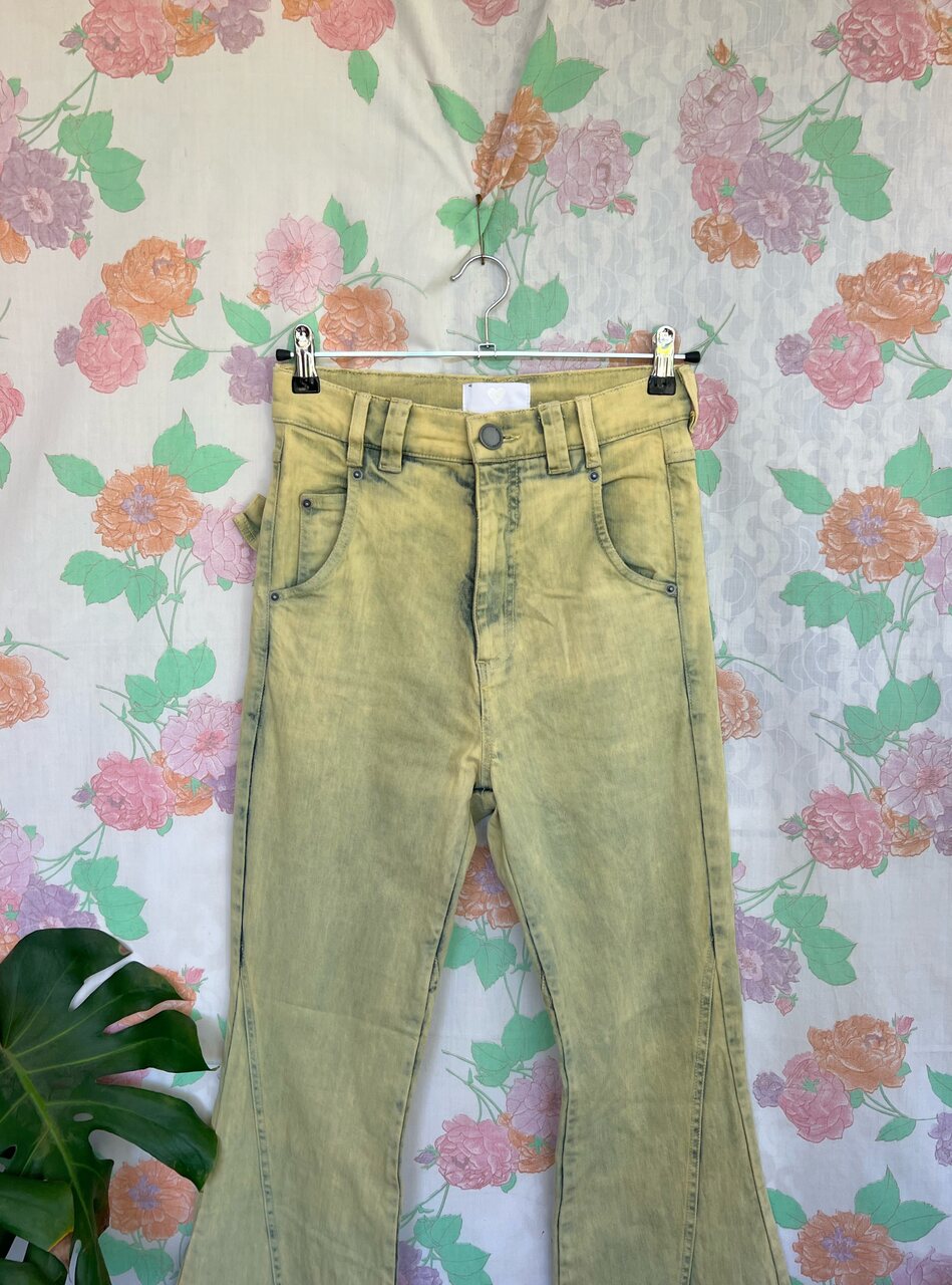 90's Yellow Denim Flare Pants