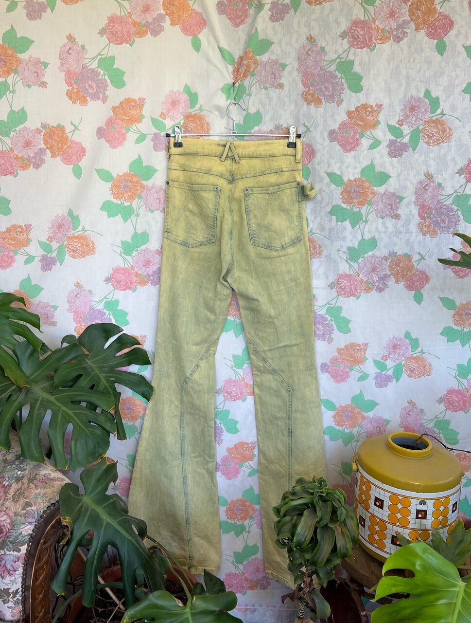 90's Yellow Denim Flare Pants