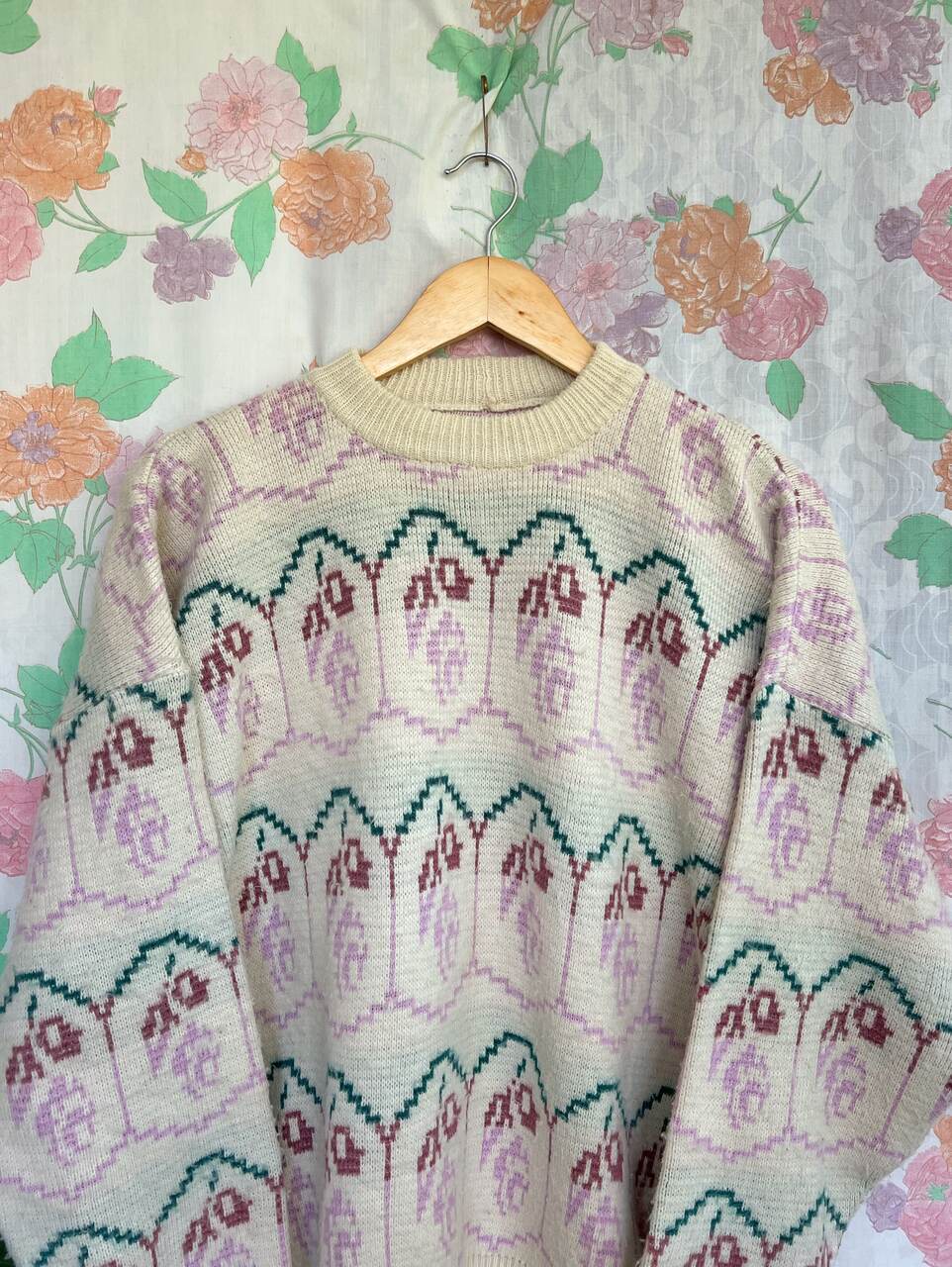 90's Flower Tricot Sweater