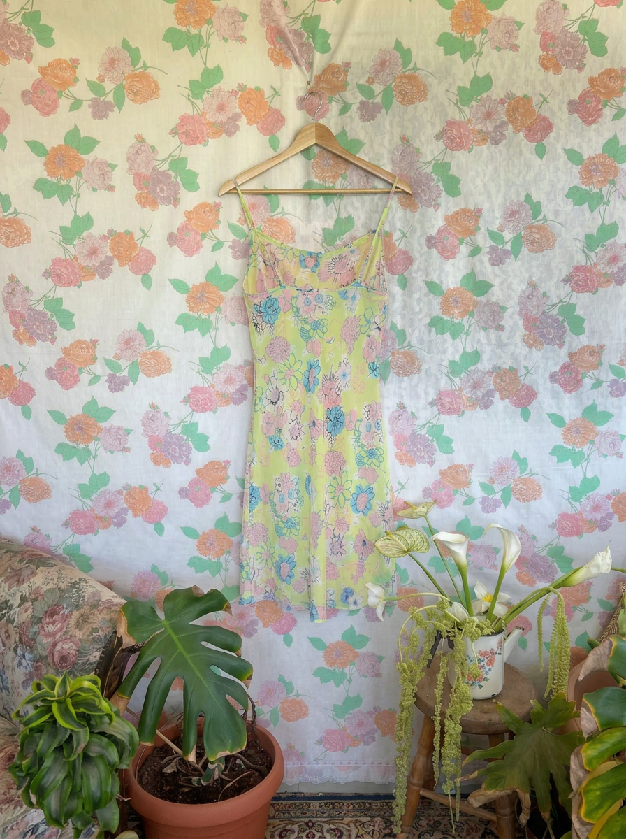 90's Yellow Floral Dress