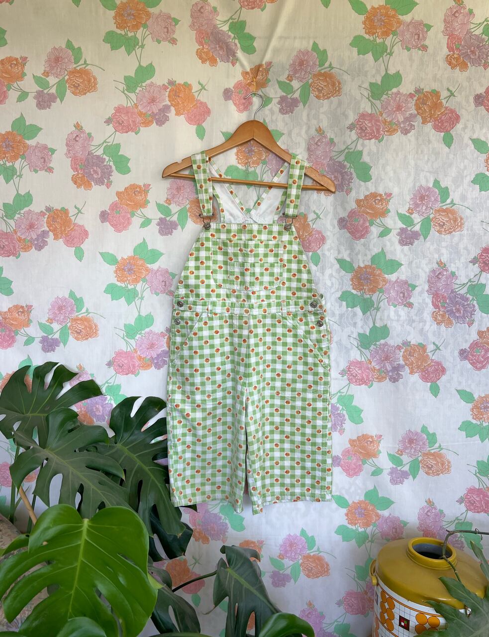 90s Short Printed Green Jumpsuit