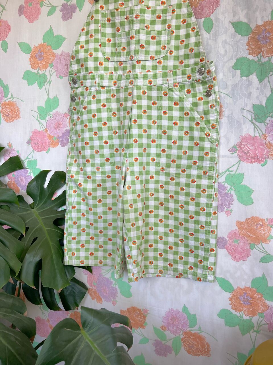 90s Short Printed Green Jumpsuit