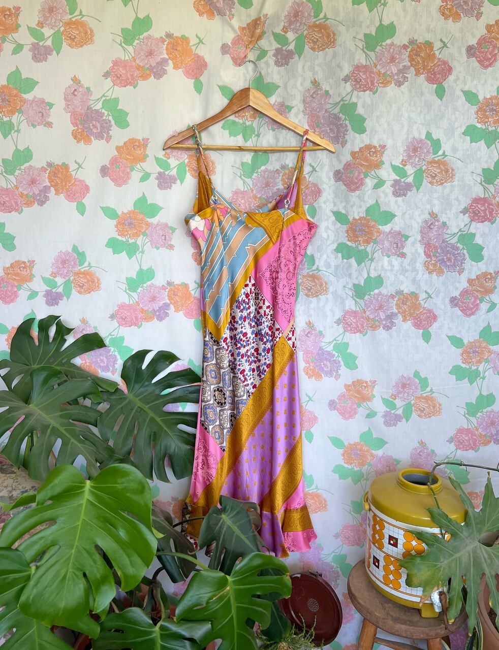 90's Silk Printed Slip Dress