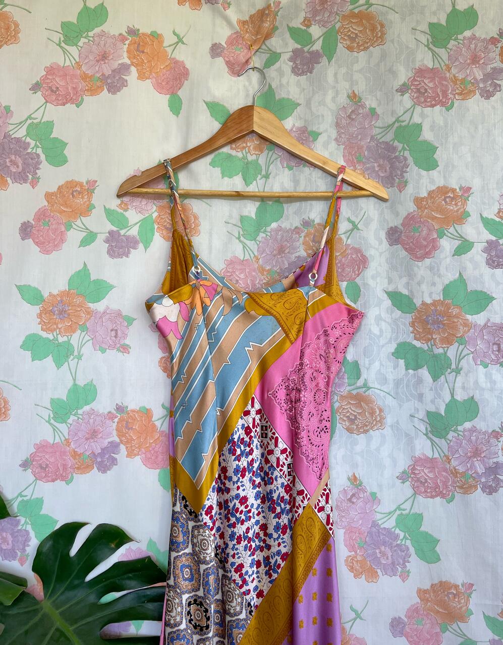 90's Silk Printed Slip Dress