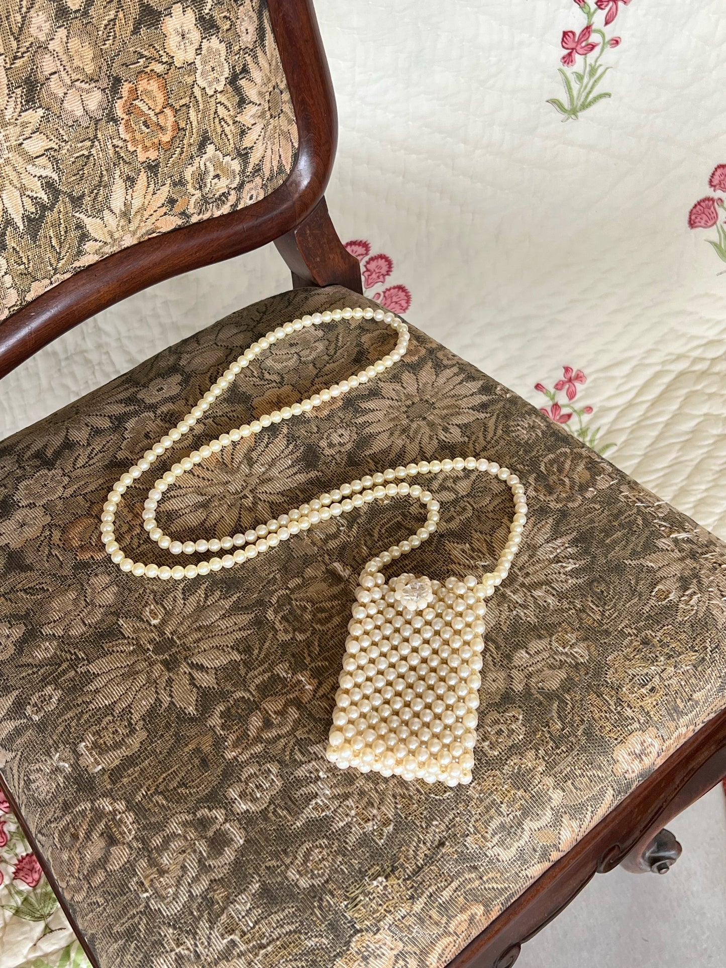 Mini Vintage Beaded Pearl 'Bag'