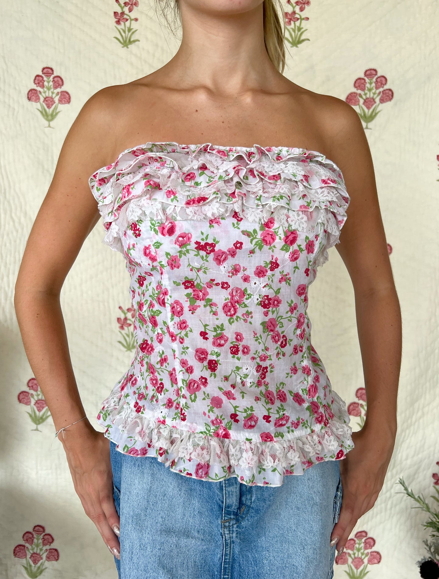 Floral Ruffle Cropped Top
