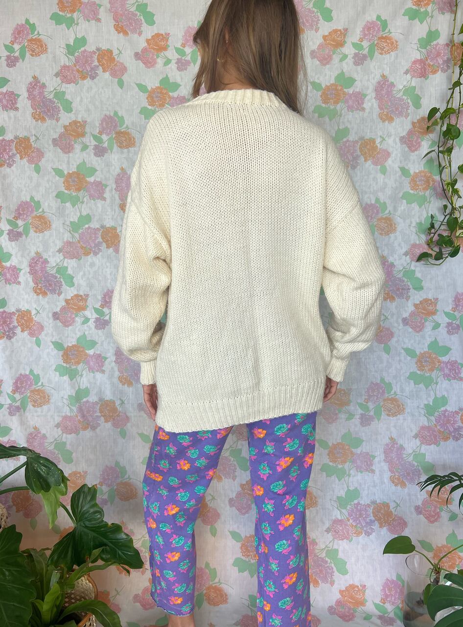 90's Detailed Button Sweater