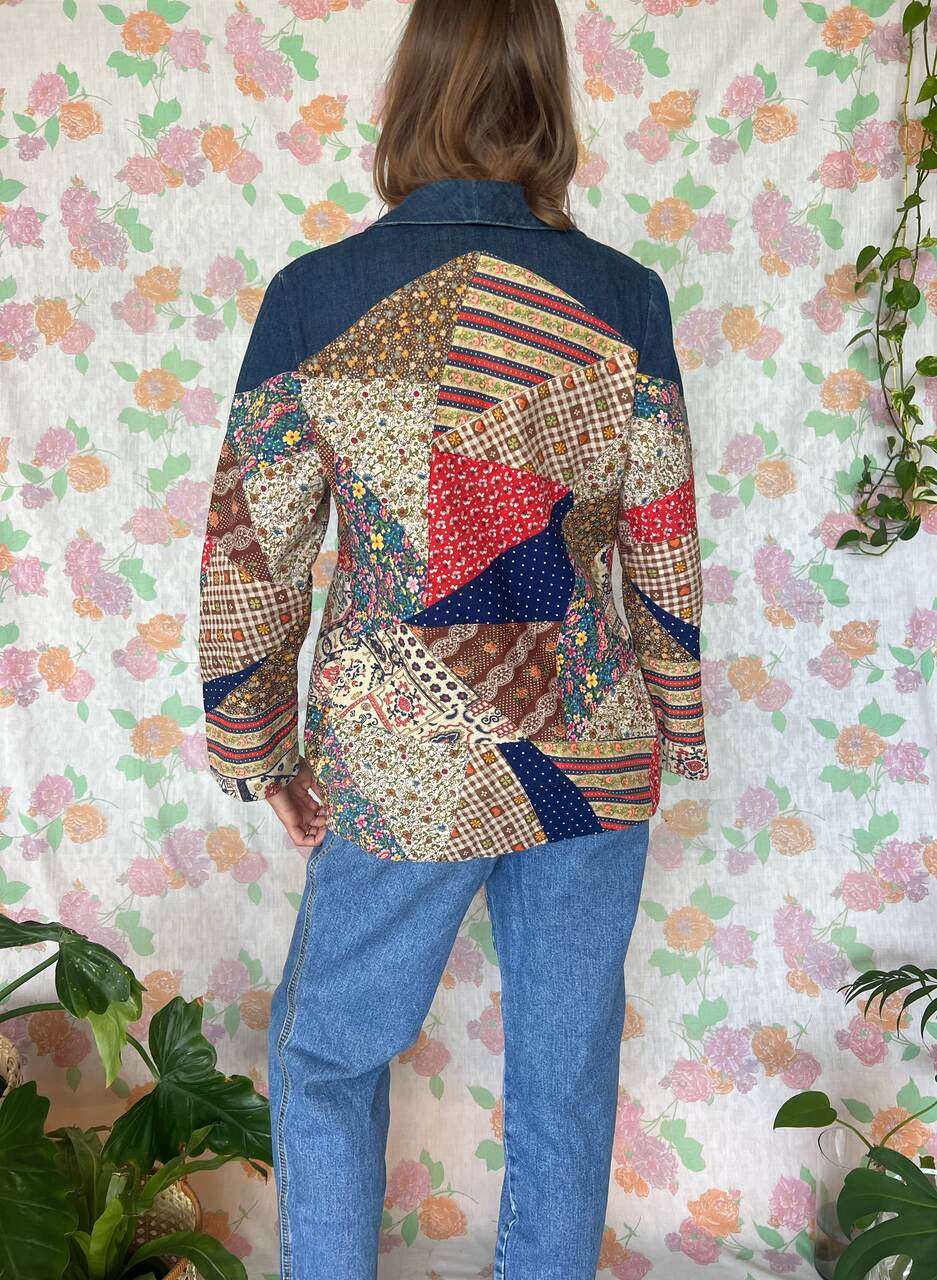 00's Patchwork Denim Blazer