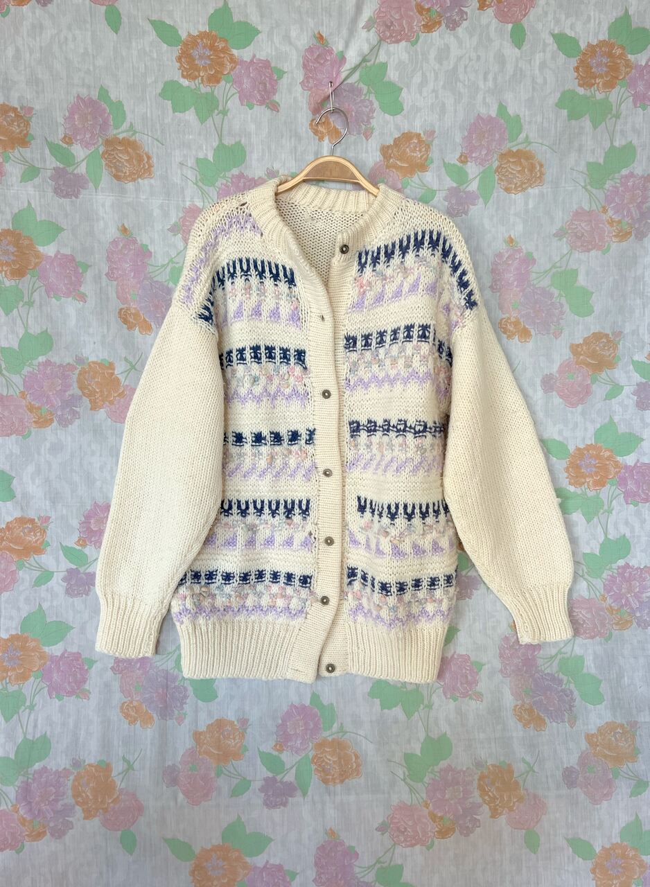 90's Detailed Button Sweater