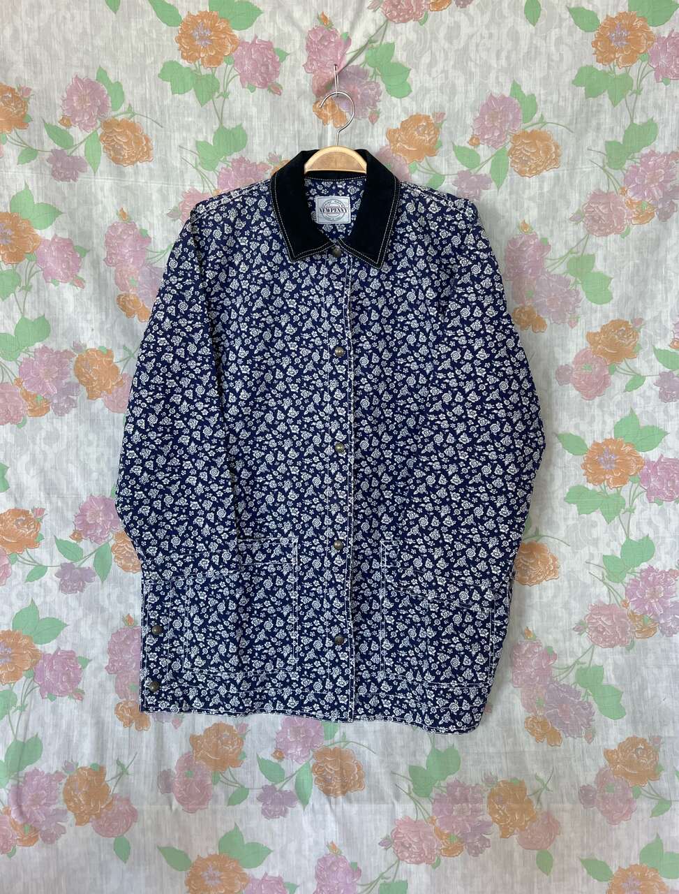 80's Hysterical Flowery Denim Parka