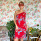 90's Red Flower Dress