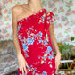 90's Red Flower Dress