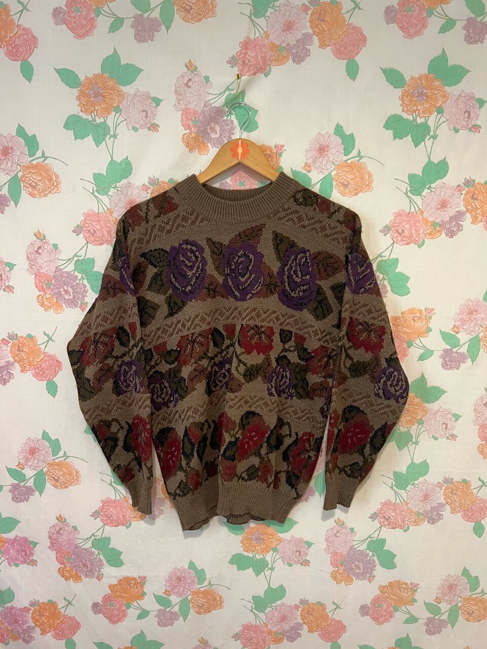 90's Wool Roses Sweater
