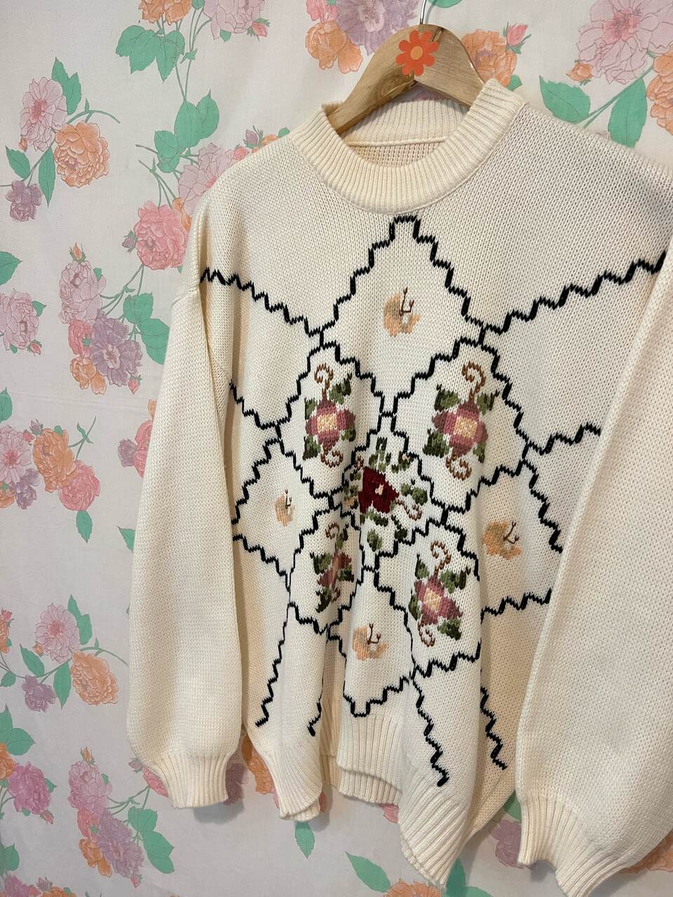 Off-White Floral Knit Sweater