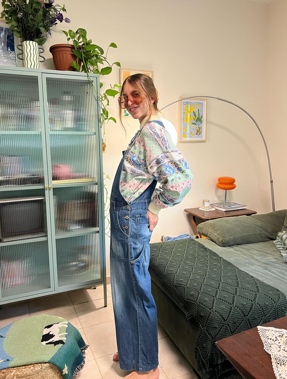 90's Classic Wide Denim Overalls