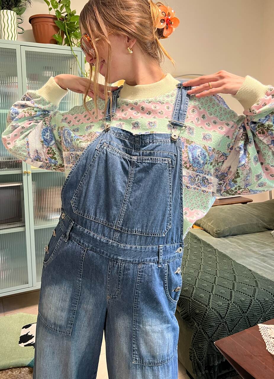 90's Classic Wide Denim Overalls