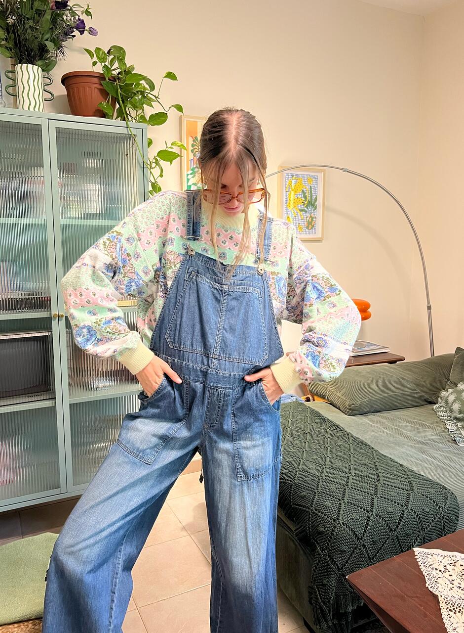 90's Classic Wide Denim Overalls