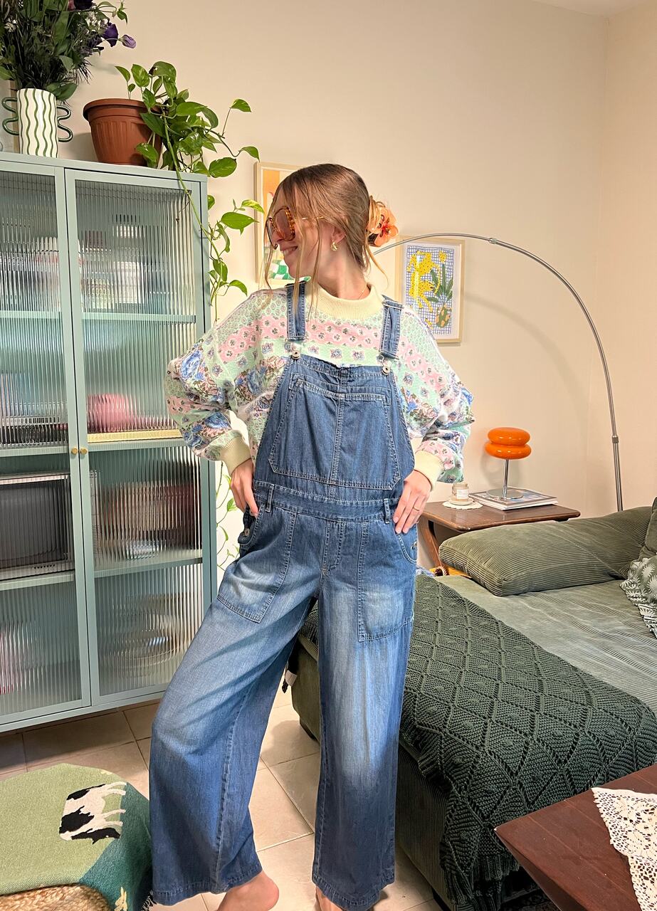 90's Classic Wide Denim Overalls