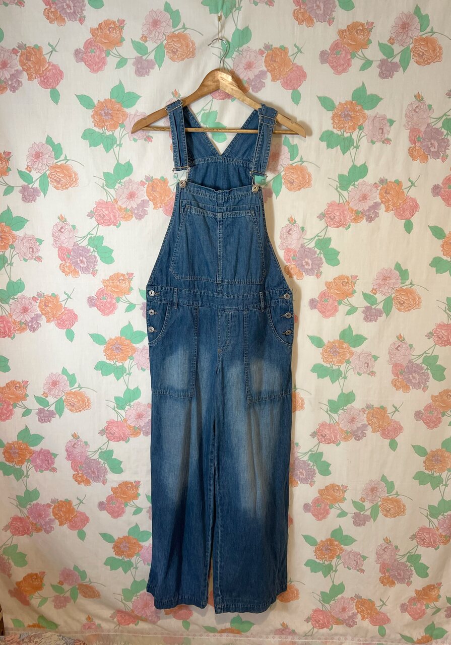 90's Classic Wide Denim Overalls