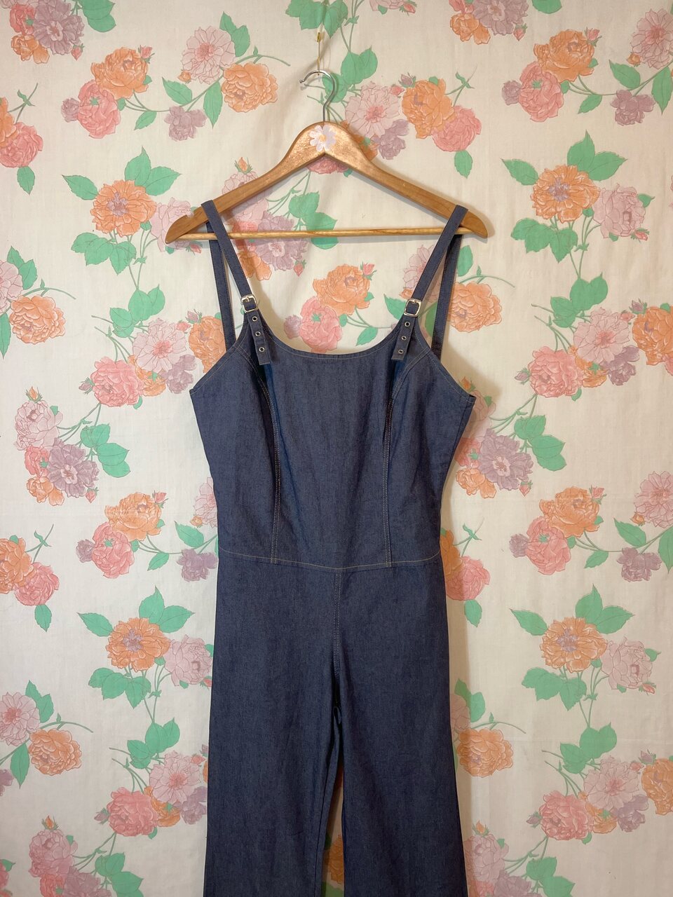 00's Denim Flare Jumpsuit