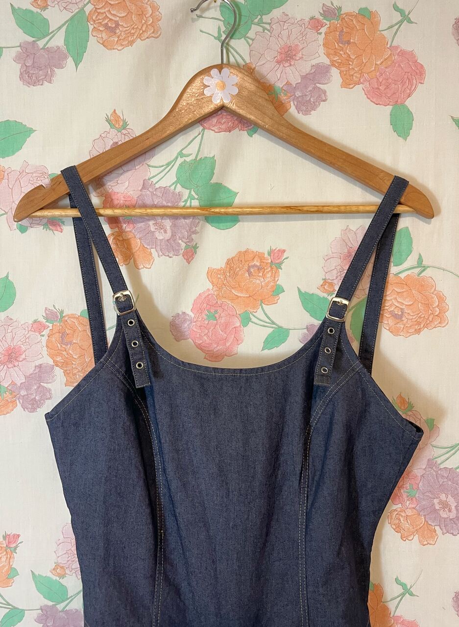 00's Denim Flare Jumpsuit