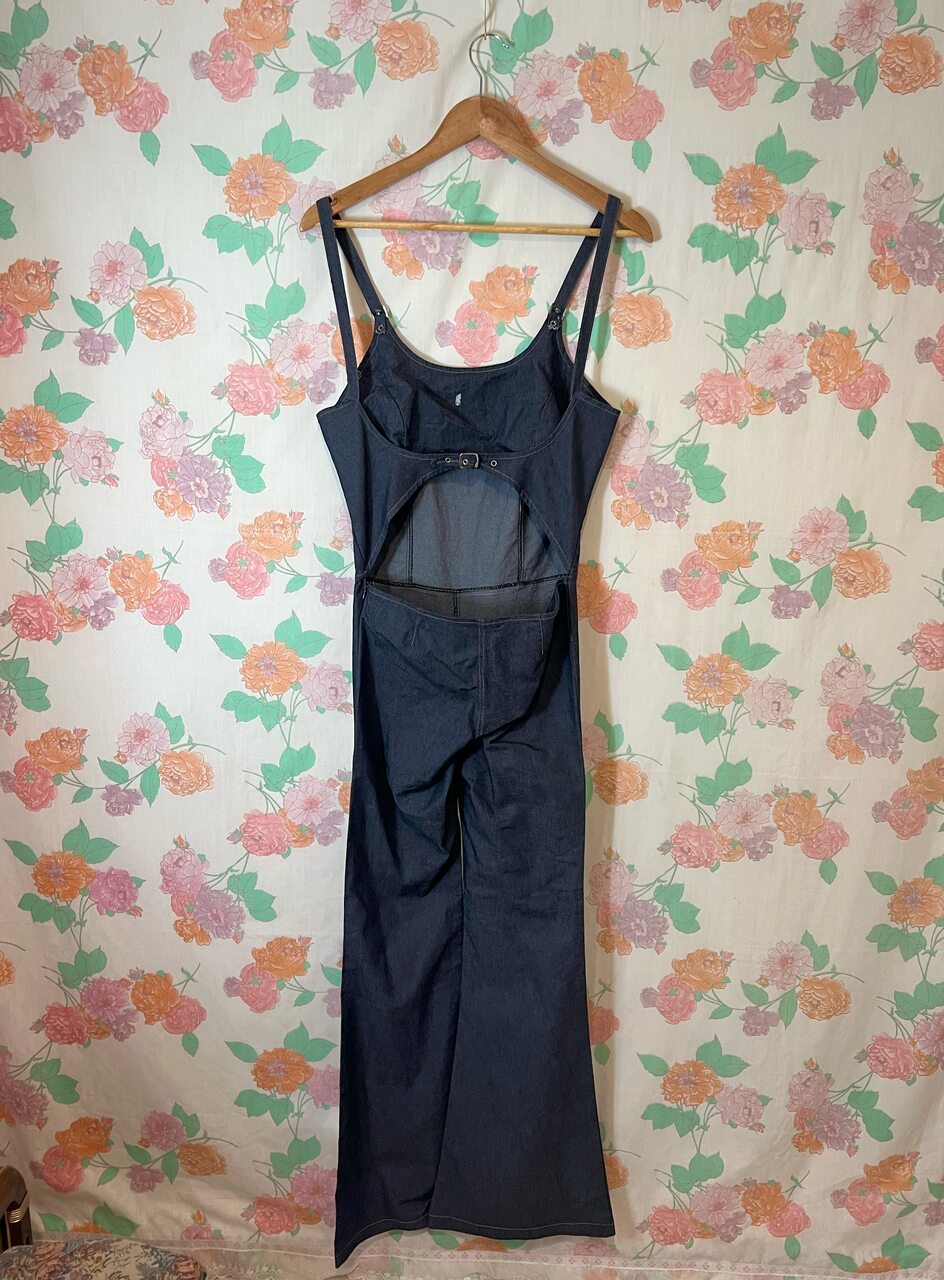 00's Denim Flare Jumpsuit