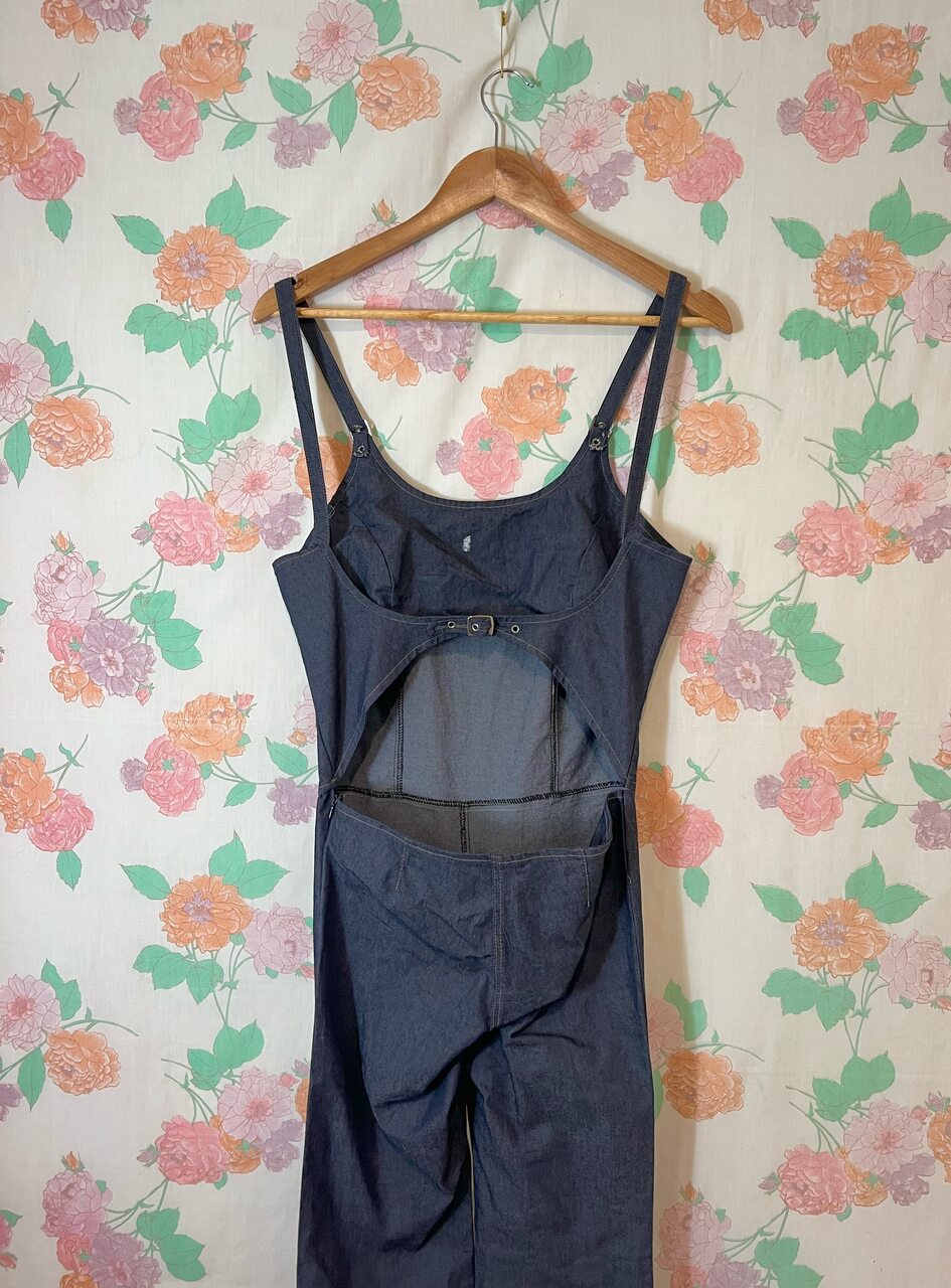 00's Denim Flare Jumpsuit