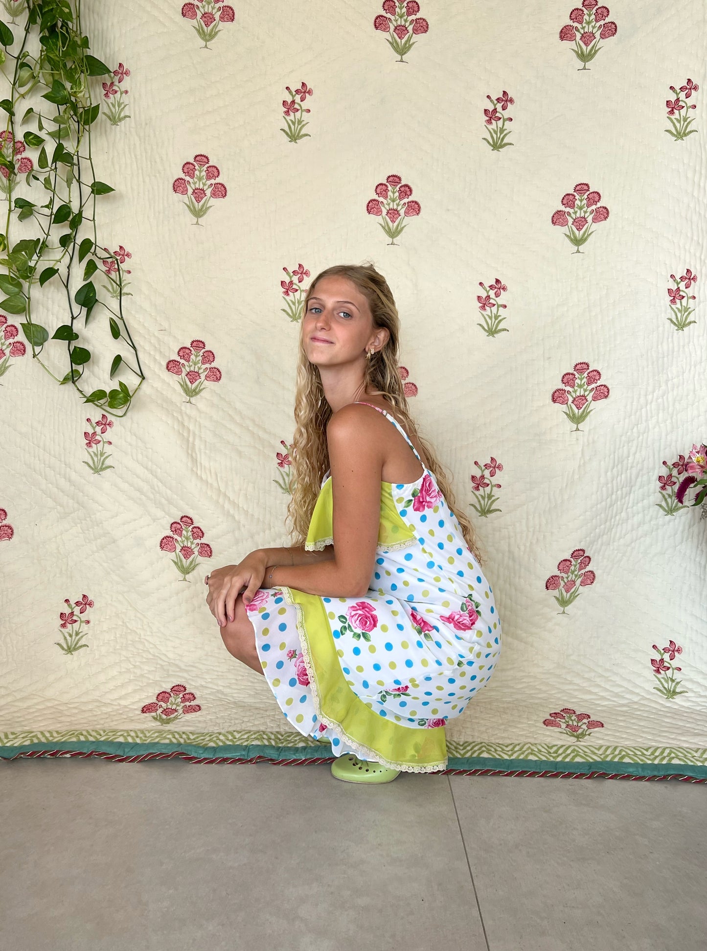 90's Polka Dot Floral Dress