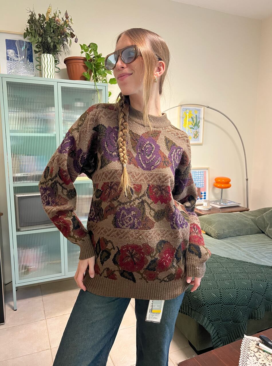 90's Wool Roses Sweater
