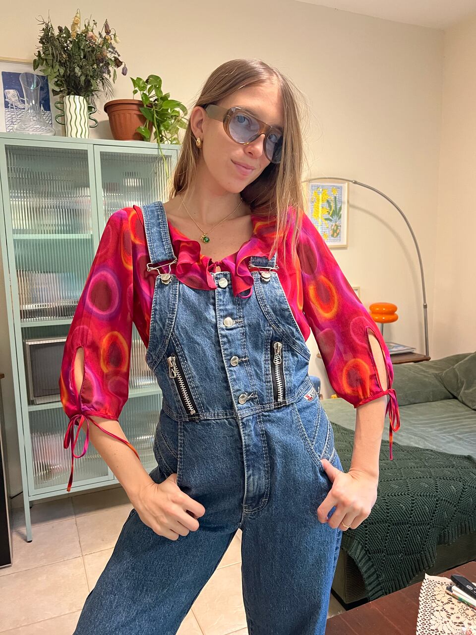 00's Bold Geometric Blouse