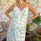 90's White&Green Viscose Dress