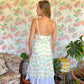90's White&Green Viscose Dress